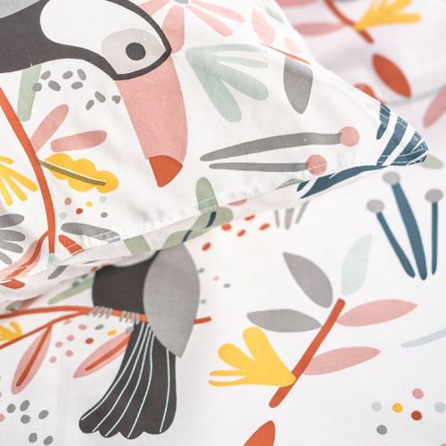 Parure De Lit Imprimé Animalier Coton Happy Blanc