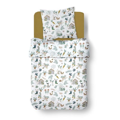 Parure De Lit Imprimé Animalier Coton Happy Blanc