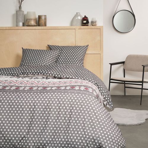 Parure De Lit Imprimé Pois Coton Flanelle Marron