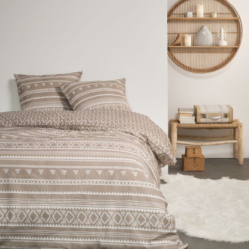Parure De Lit Imprimé Ethnique Coton Flanelle Beige