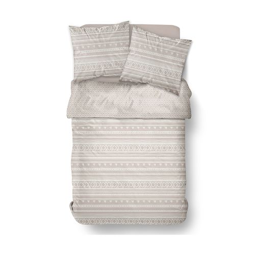 Parure De Lit Imprimé Ethnique Coton Flanelle Beige