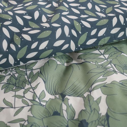 Parure De Lit Imprimé Floral Coton Flanelle Vert