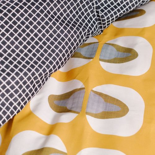 Parure De Lit Imprimé Ethnique Coton Sunshine Celeste Jaune