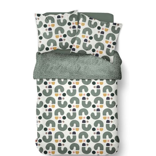 Parure De Lit - Sunshine - 2 Personnes - 240x220cm - Coton - Vert - Autres Motifs
