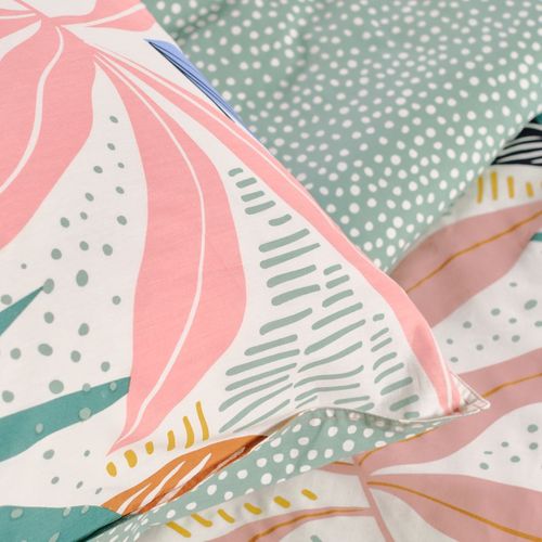 Parure De Lit Imprimé Floral Coton Sunshine Flore Vert