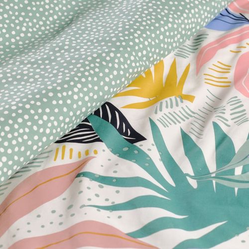 Parure De Lit Imprimé Floral Coton Sunshine Flore Vert