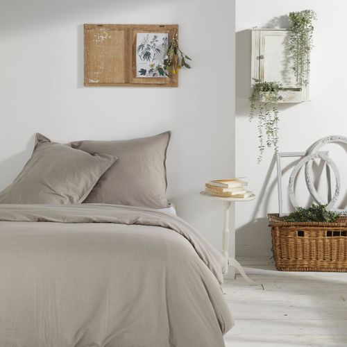 Parure De Lit Coton Uni Charme Beige