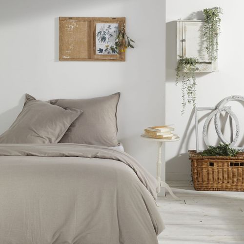 Parure De Lit Coton Uni Charme Beige
