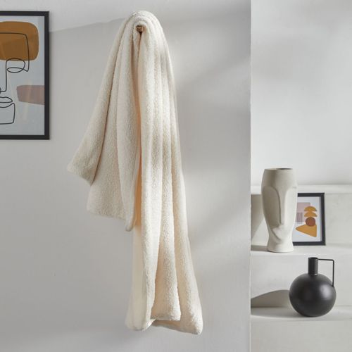 Plaid Bouclette Uni Retro Mood Ecru