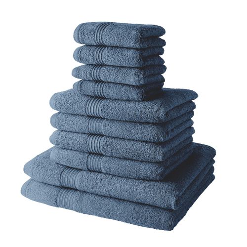 10 Serviettes De Bain 4 Serviettes 30x50 + 4 Serveites 50x90 + 2 Draps De Bain 70x130 Cm 100% Coton