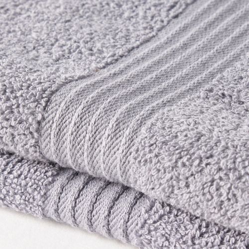 Lot De 2 Serviettes De Toilette Coton Uni Essential Gris Clair
