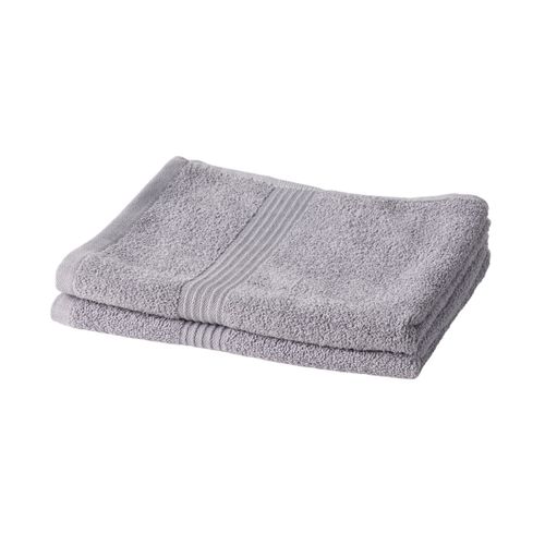 Lot De 2 Serviettes De Toilette Coton Uni Essential Gris Clair