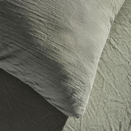 Parure De Lit - 123329 - 2 Personnes - 260x240 Cm - Gaze De Coton Unie - Sauge