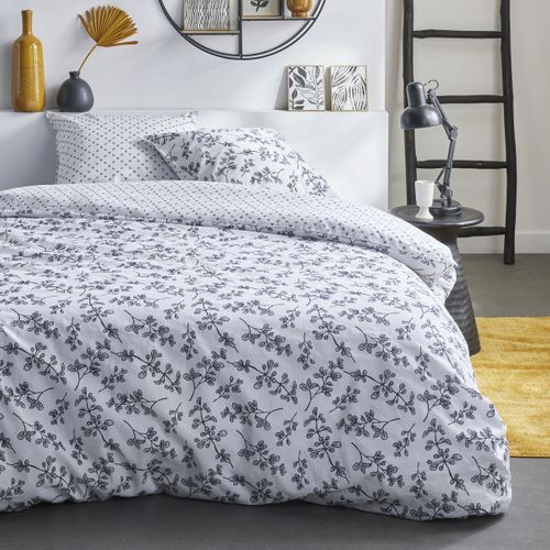 Parure De Lit Imprimé Floral Coton Sunshine Tim Blanc