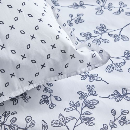 Parure De Lit Imprimé Floral Coton Sunshine Tim Blanc