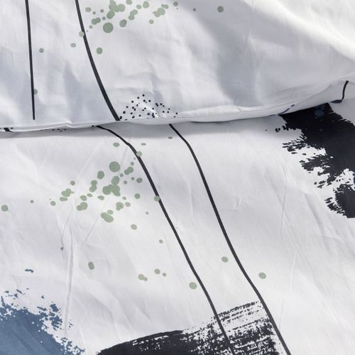 Parure De Lit Imprimé Géométrique Coton Sunshine Henri Blanc