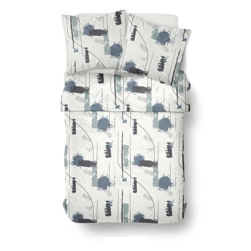 Parure De Lit Imprimé Géométrique Coton Sunshine Henri Blanc