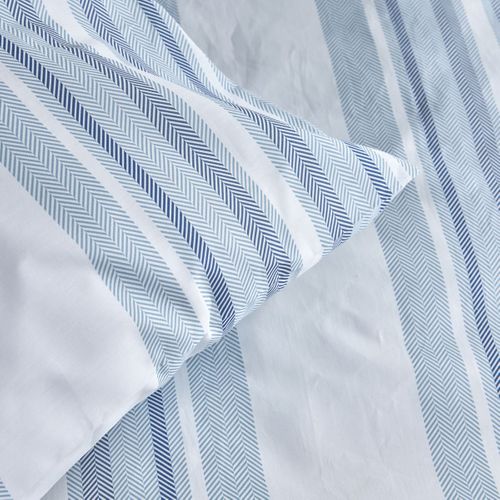 Parure De Lit Imprimé Rayures Coton Sunshine Jean Blanc