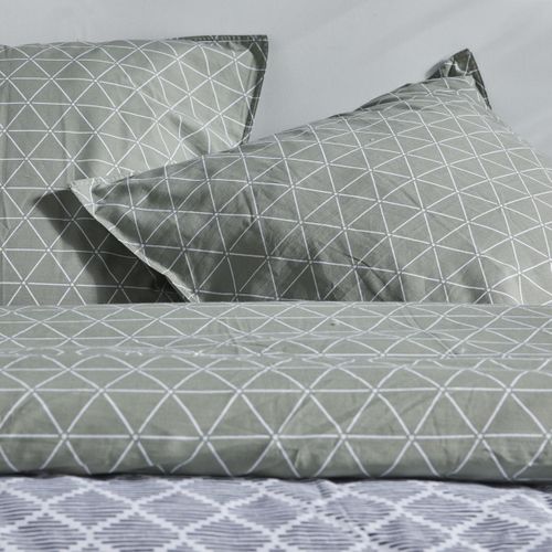 Parure De Lit Zippée Imprimé Graphique Coton Mawira Charles Beige