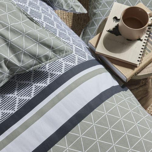 Parure De Lit Zippée Imprimé Graphique Coton Mawira Charles Beige