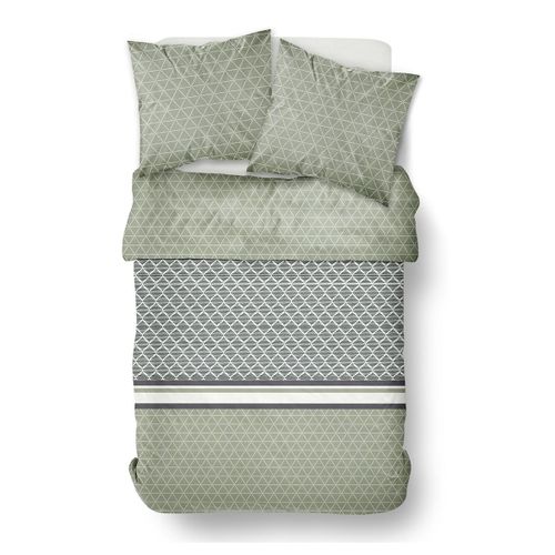 Parure De Lit Zippée Imprimé Graphique Coton Mawira Charles Beige