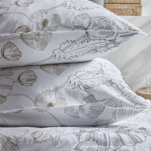 Parure De Lit Zippée Imprimé Floral Coton Mawira Auguste Blanc