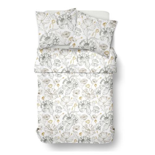 Parure De Lit Zippée Imprimé Floral Coton Mawira Auguste Blanc