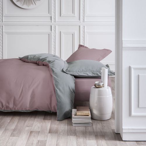 Parure De Lit 2 Personnes Bicolore Coton Prestige Gris