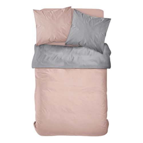 Parure De Lit 2 Personnes Bicolore Coton Prestige Gris