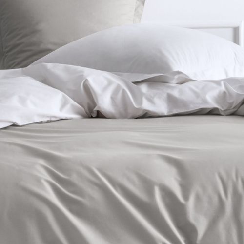 Parure De Lit 2 Personnes Bicolore Coton Prestige Blanc