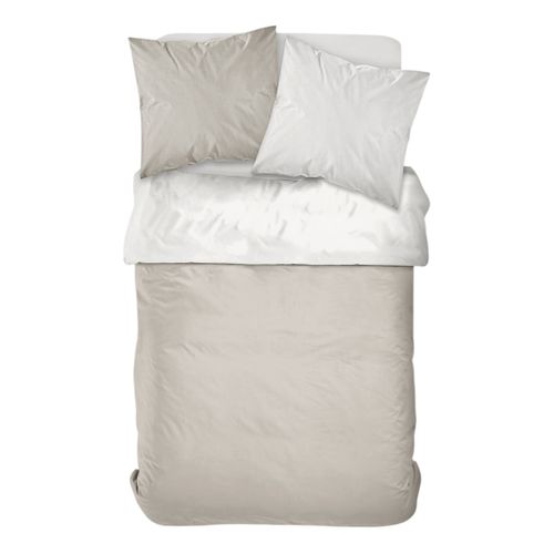 Parure De Lit 2 Personnes Bicolore Coton Prestige Blanc