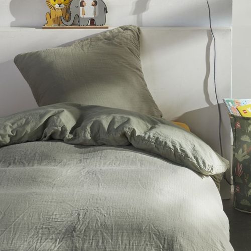 Parure De Lit Gaze De Coton Unie Sauge Essential Vert