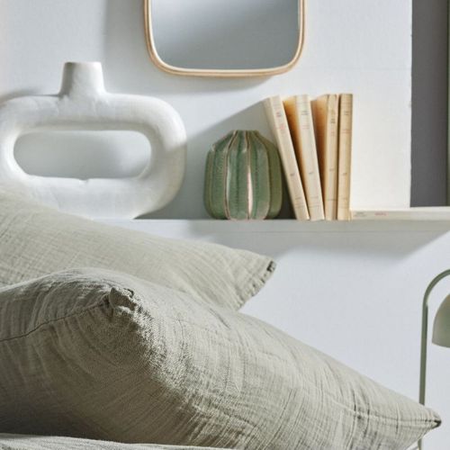 Parure De Lit Gaze De Coton Unie Sauge Essential Vert