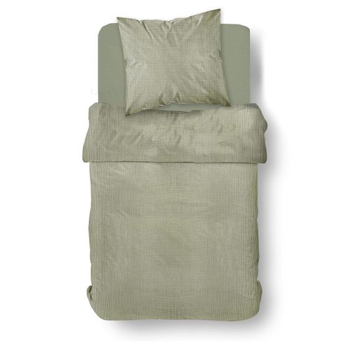 Parure De Lit Gaze De Coton Unie Sauge Essential Vert
