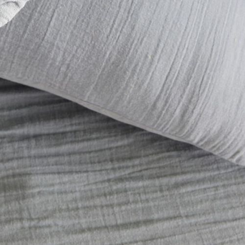 Parure De Lit Gaze De Coton Unie Acier Essential Gris