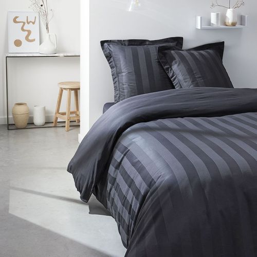 Parure De Lit  Unie Satin De Coton Prestige Gris Anthracite