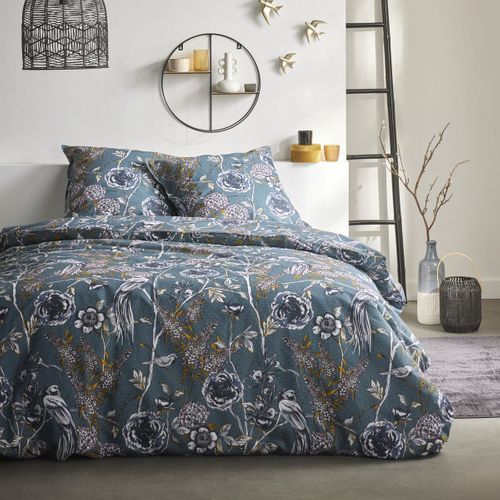 Parure De Lit Imprimé Floral Coton Sunshine Mathilda Bleu