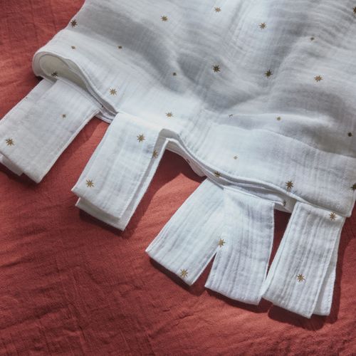 Rideau à Passants Étoiles En Gaze De Coton - 140x240 Cm - Blanc