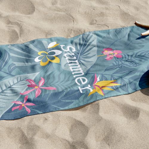 Serviette De Plage Éponge Imprimé Summer Amazonia Bleu