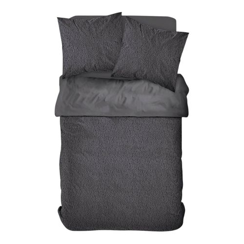 Parure De Lit Polaire Teddy Bien Au Chaud Gris Anthracite