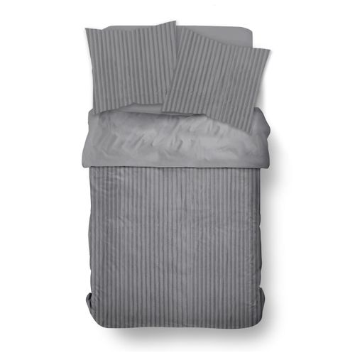 Parure De Lit 3 Pièces Douce Polaire Flanelle - 240x220 Cm - Gris