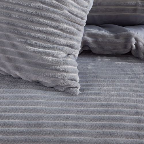 Parure De Lit 3 Pièces Douce Polaire Flanelle - 240x220 Cm - Gris