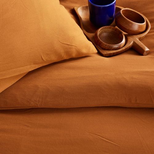 Parure De Lit Effet Lavé Matcha Marron