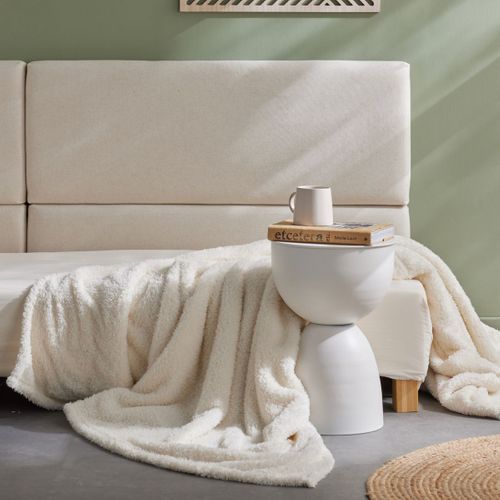 Plaid Polaire Uni Matcha Blanc