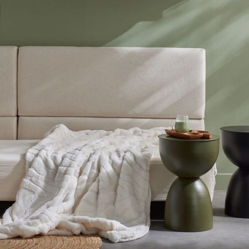 Plaid Jacquard Zébré Matcha Blanc