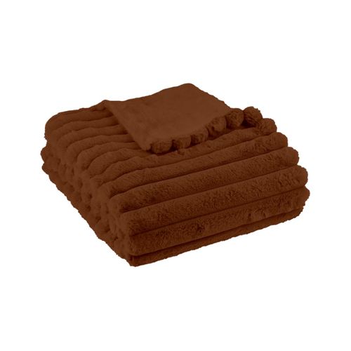 Plaid Côtelé Uni Moka Marron