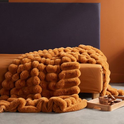 Plaid Côtelé Uni Moka Marron