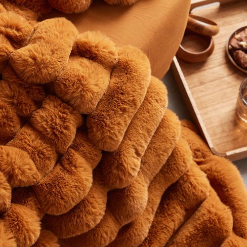 Plaid Côtelé Uni Moka Marron