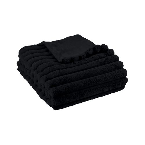 Plaid Côtelé Uni Moka Noir