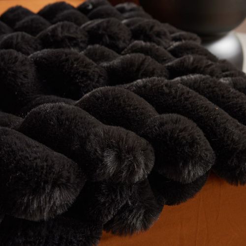 Plaid Côtelé Uni Moka Noir